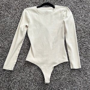 NUUDS long sleeve ribbed bodysuit bone